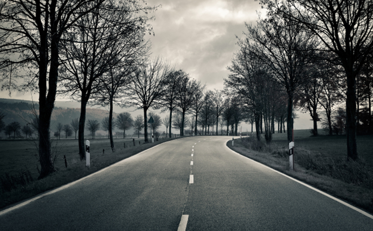 A driver in the midst of a road trip