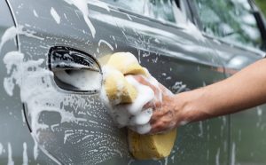 Use a wet sponge when washing your car