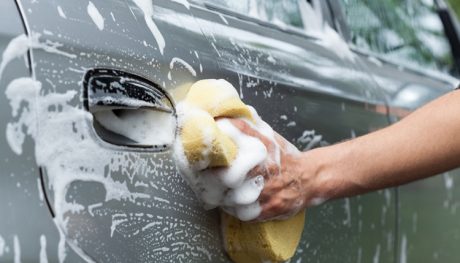 Use a wet sponge when washing your car