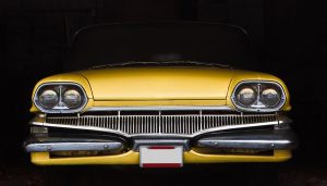 A car in the garage for winter storage