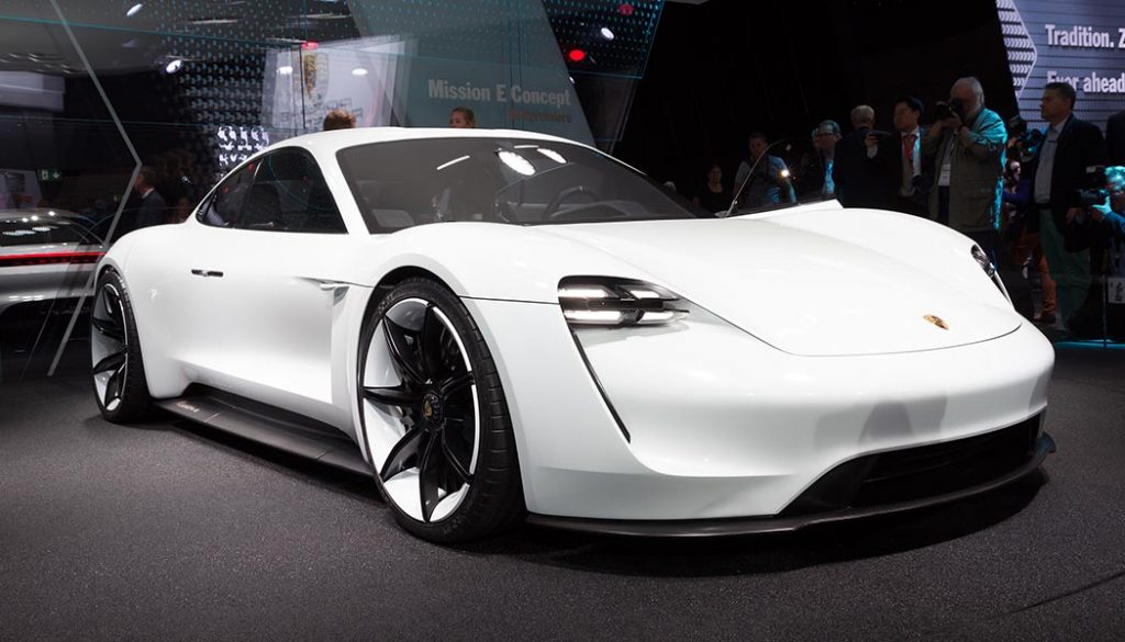 A white Porsche Mission E