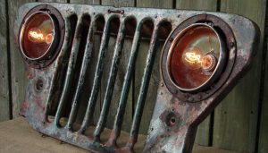 Repurpose Old Car Parts, like this grill made from a car hood