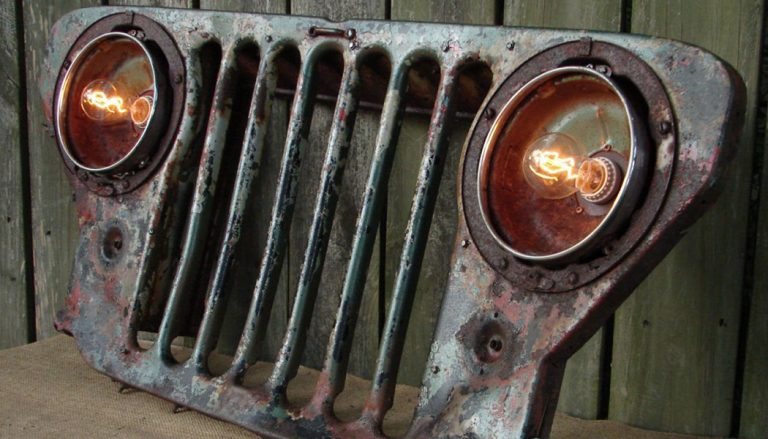 Repurpose Old Car Parts, like this grill made from a car hood