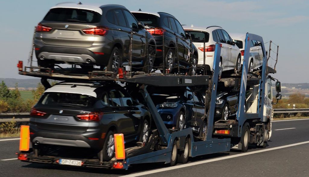 A vehicle shipping unit travels the highway