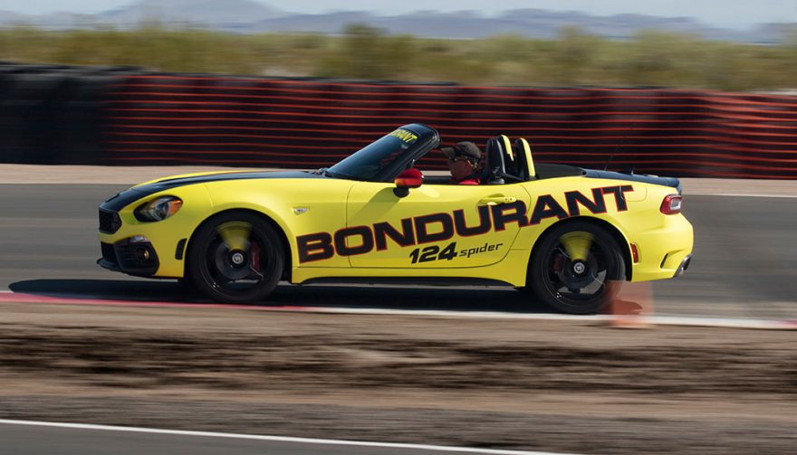 An Abarth on the Bondurant driving school track