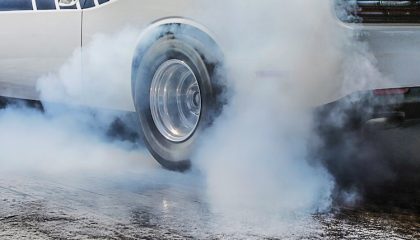 A burnout, the hallmark of powerful cars.