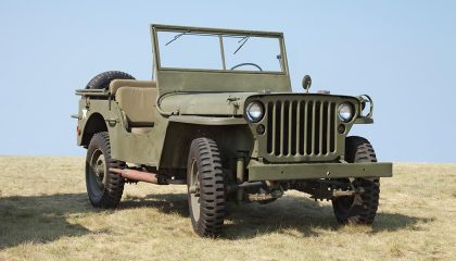 Two soldiers sit in a military Jeep while on duty in Vietnam