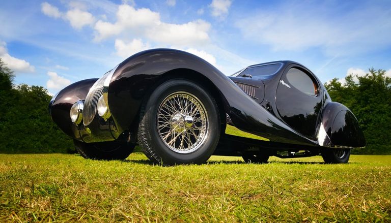 A 1937 Talbot-Lago T150-C SS Coupé aérodynamique on display at Monterey Car Week