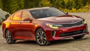 A maroon 2016 Kia Optima