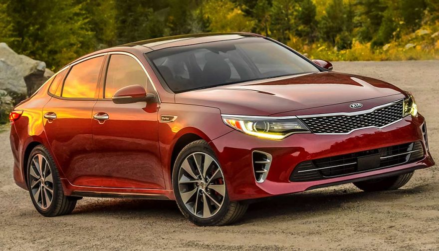 A maroon 2016 Kia Optima