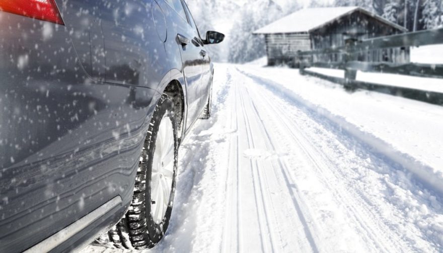 A car driving in snow