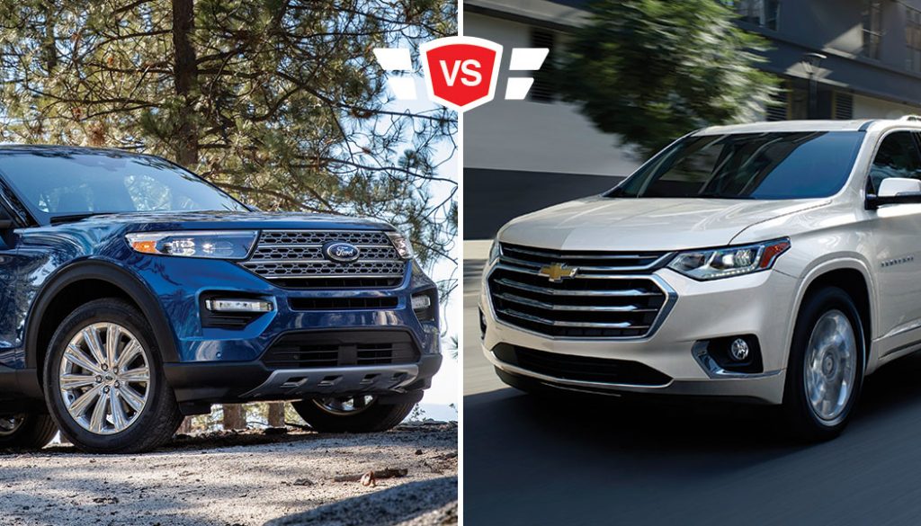 An image shows the Chevrolet Traverse vs Ford Explorer