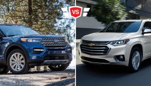 An image shows the Chevrolet Traverse vs Ford Explorer