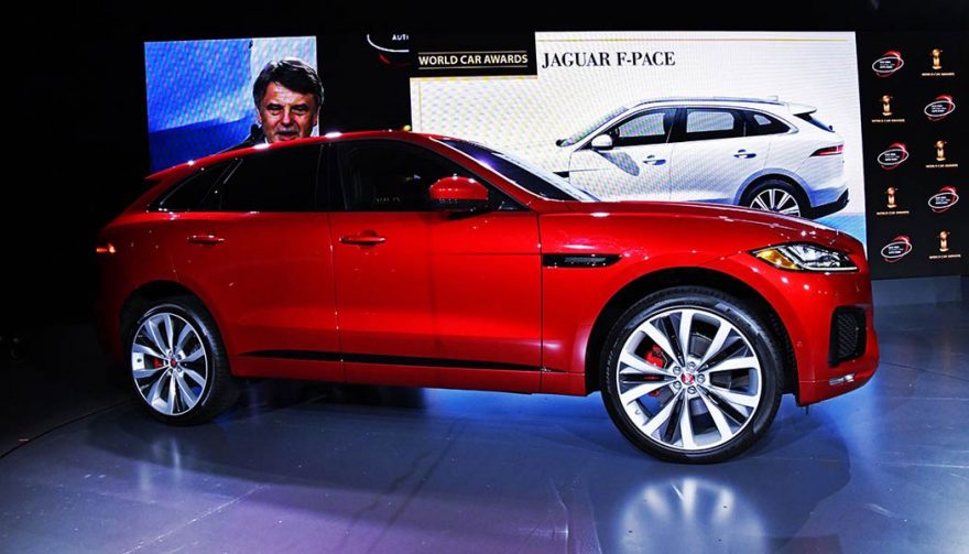 The Jaguar F-Pace on display at the New York International Auto Show