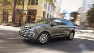 The 2017 Ford Edge in a city setting