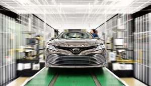 A 2018 Toyota Camry rolls off the production line