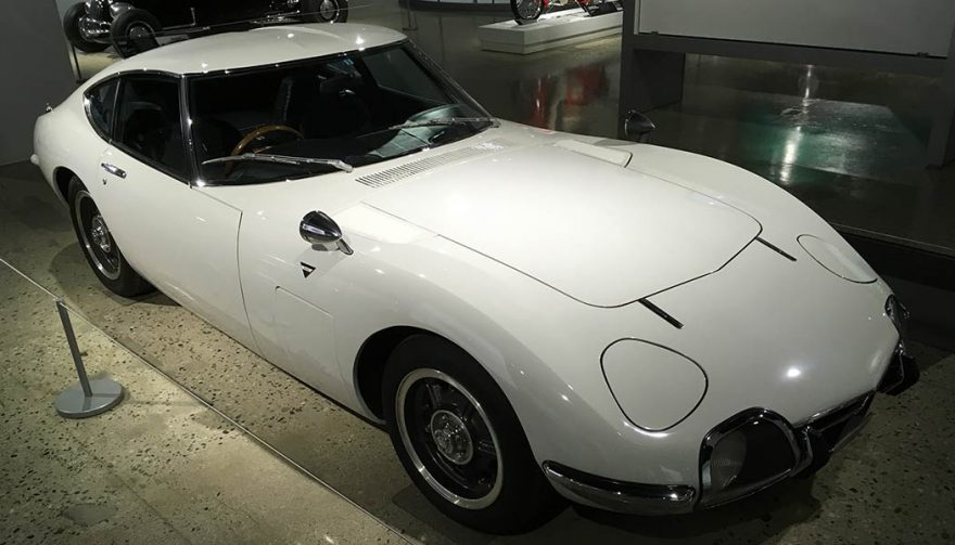 The Toyota 2000GT is on display at the Petersen Automotive Museum