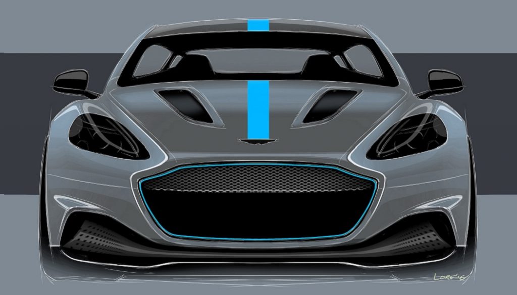 A rendering of the first electric Aston Martin