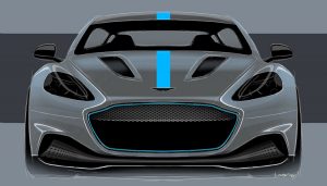 A rendering of the first electric Aston Martin