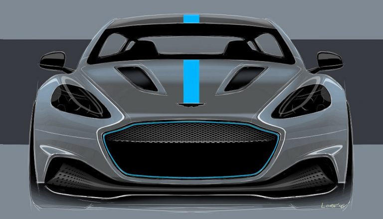 A rendering of the first electric Aston Martin