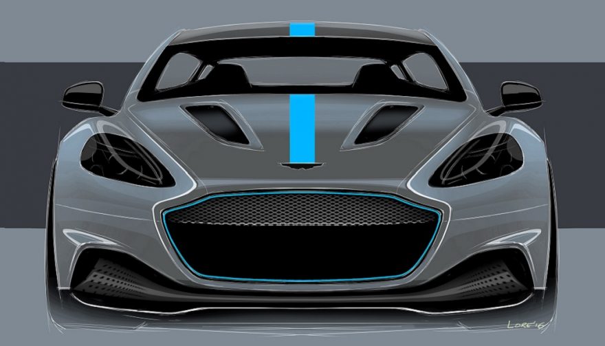 A rendering of the first electric Aston Martin