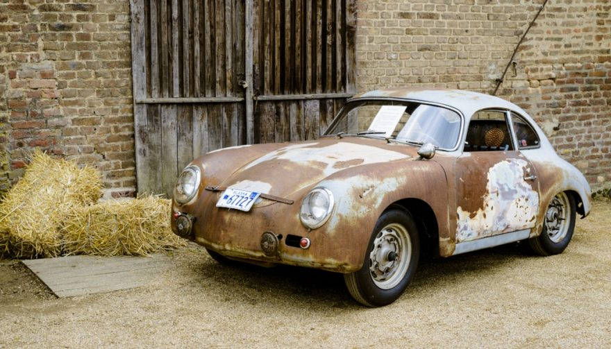 An old Porsche ready for a classic car restoration