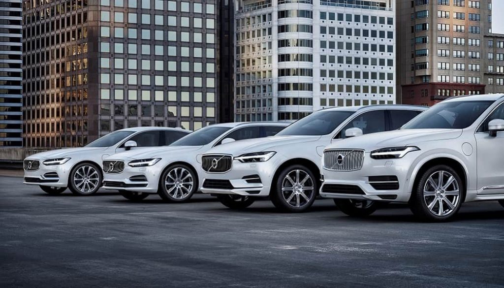 A range of Volvo electric cars