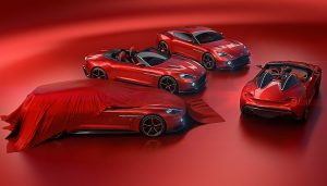 The four cars of the Aston Martin Vanquish Zagato family