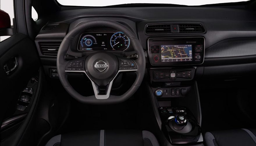 The interior of the 2018 Nissan LEAF