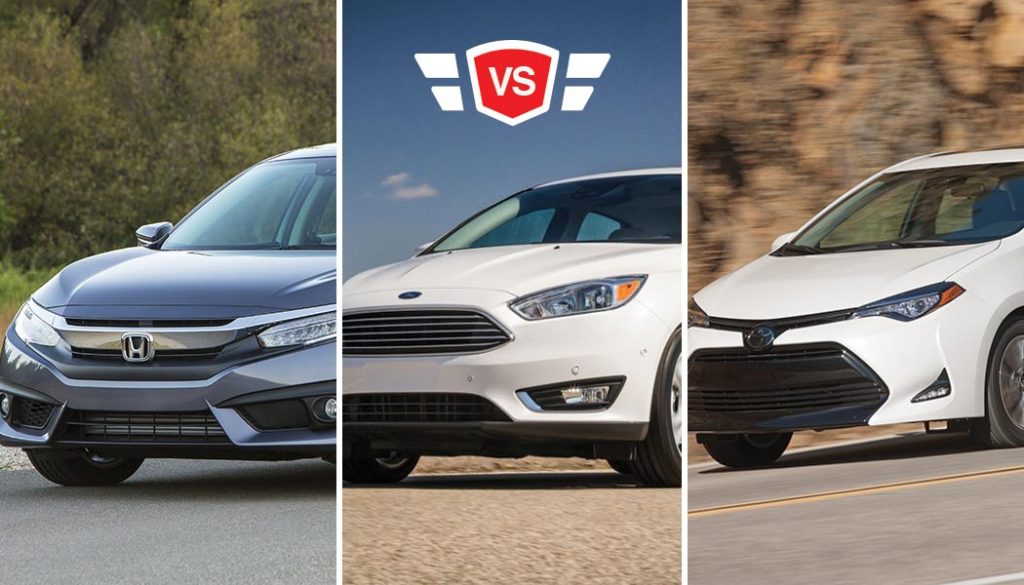 A Honda Civic vs Toyota Corolla vs Ford Focus compact car comparison