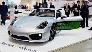 The Caymen e-volution is a Porsche electric car