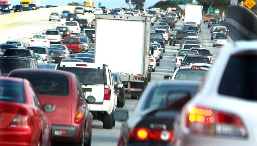 A large group of cars sits in the worst traffic in US cities