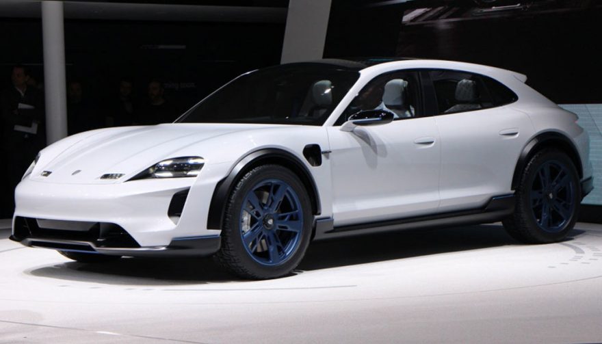 The Porsche Mission E Cross Turismo at the Geneva Auto Show