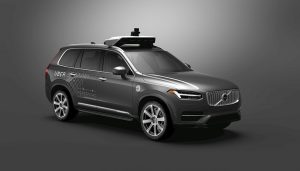 A Volvo XC90 Uber self-driving car